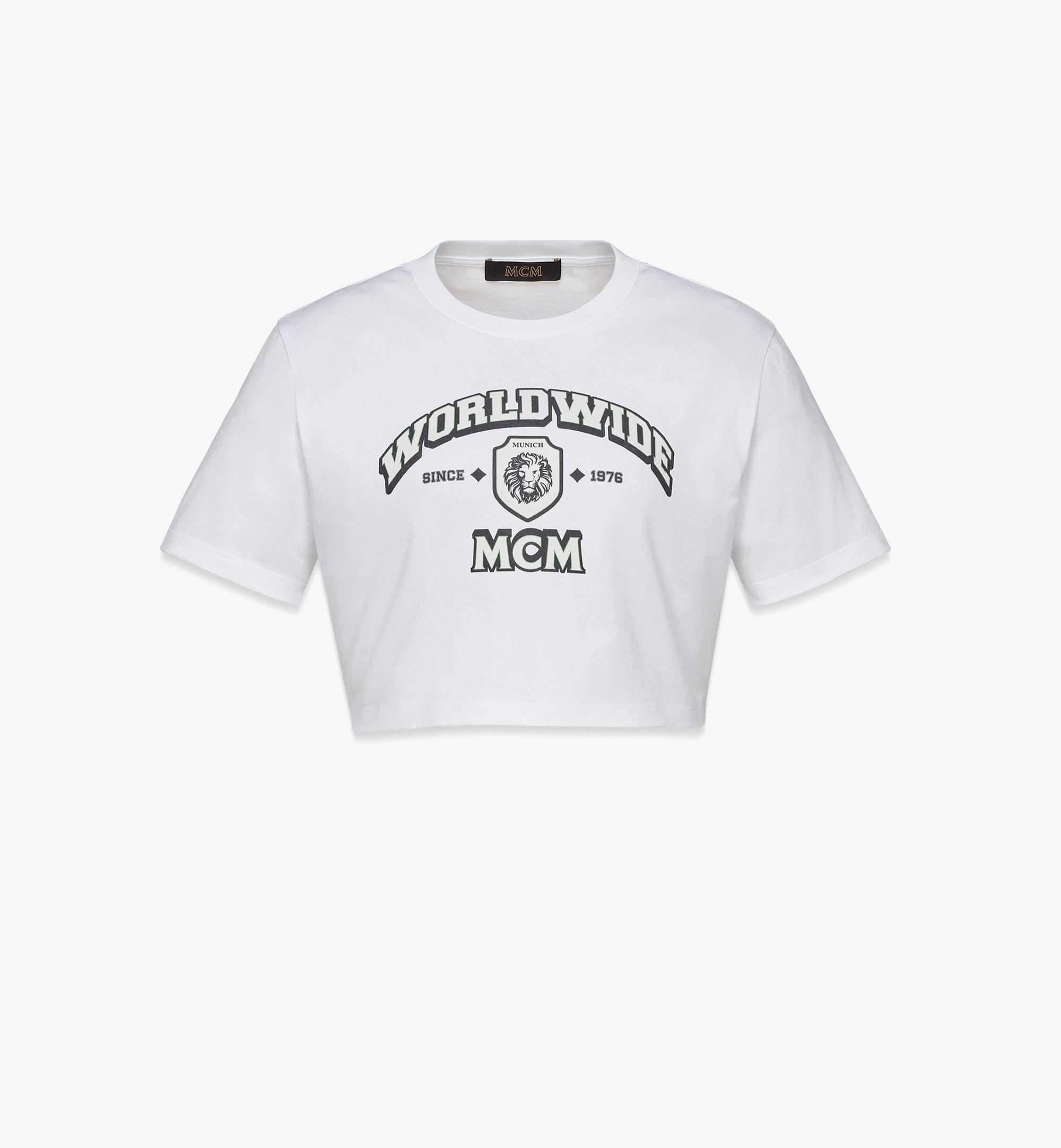 เสื้อยืดทรงครอปพิมพ์ลาย MCM Worldwide ทำจากผ้าฝ้ายออร์แกนิก 1